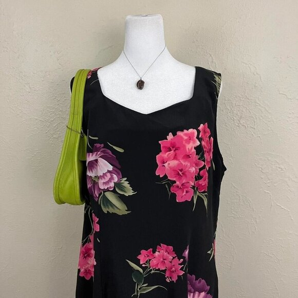 black floral vintage 90s sleeveless maxi dress - Picture 2 of 8